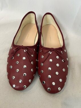 Loeffler Randall Burgundy Leather Studded Ballet Flats size 9.5
